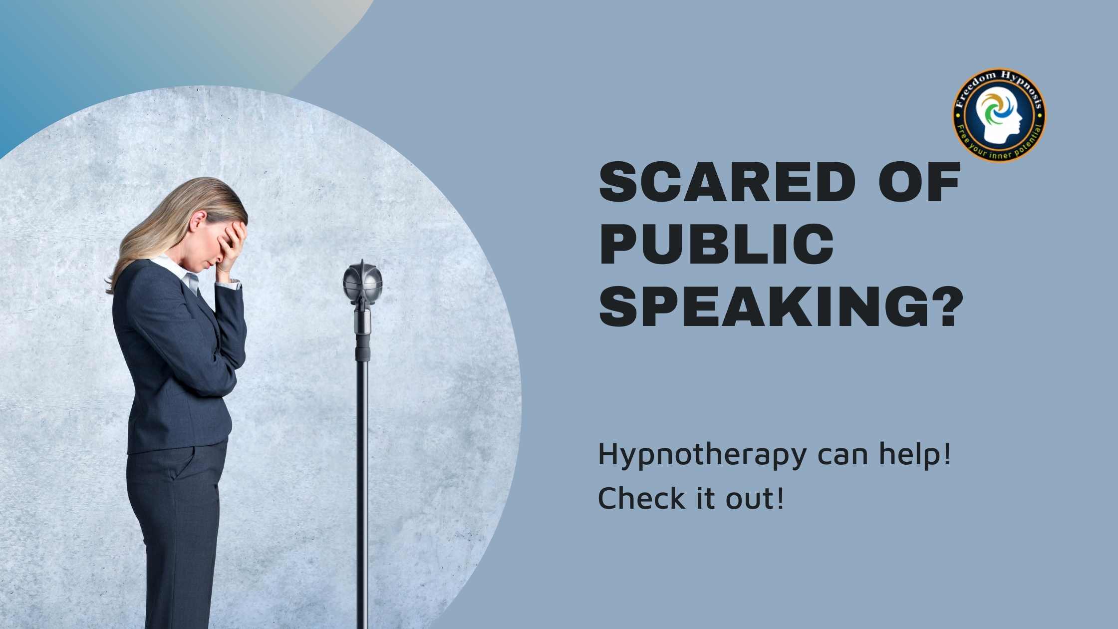 woman afraid of speaking in public uses hypnosis to gain confidence